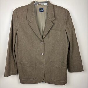 Liz Claiborne sport petite Wool Boxy Vintage Brown Blazer 12 P